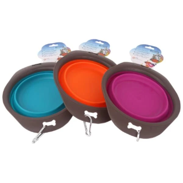 NOBLEZA Cuenco plegable para mascotas TALLA S TURQUESA