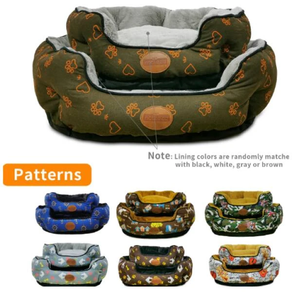 NOBLEZA Juego de 2 camas de felpa suave para mascotas con bordes elevados L45*H20cm talla S