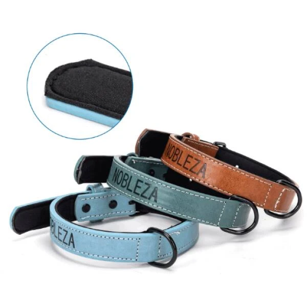 NOBLEZA Collar de perro materia PU (S W2 5*L52 cm) - TURQUESA