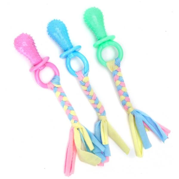 NOBLEZA Juguete para perros con cuerda de algodón y chupete TPR (L24*W9*H3, 8cm) - ROSA