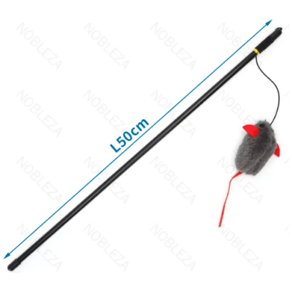 NOBLEZA Palo de juguete para gato con sonido (L45cm,Gris)