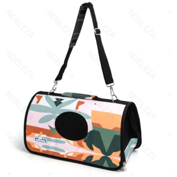 NOBLEZA  Bolso trasportín para perros estampado verde naranja