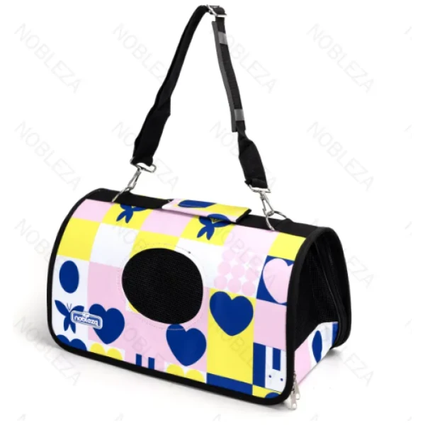 NOBLEZA  Bolso trasportín para perros estampado rosa amarillo