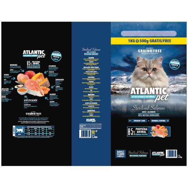 ATLANTICPET ULTRA PREMIUM GRAIN FREE SALMÓN STERILISED 1.5 KILOS