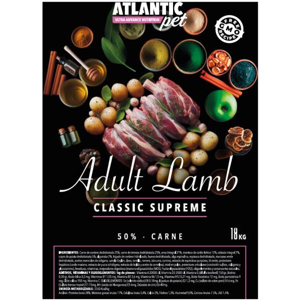 ATLANTICPET CLASSIC SUPREME ADULT LAMB with POTATO 18 KILOS (próximamente).