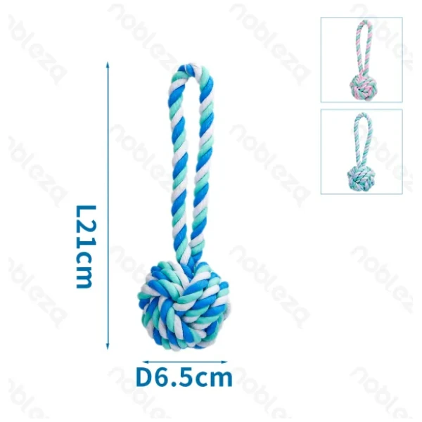 NOBLEZA Juguete para perros de cuerda de algodón con pelota y asa.(D6.5*L21cm) AZUL