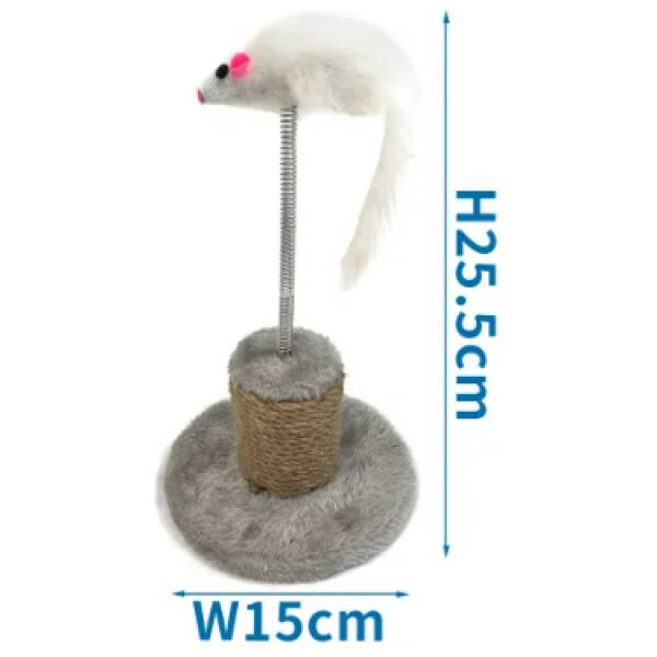 NOBLEZA Tablero de partículas,Tela de felpa, Cuerda de yute-Juguete para arañar - Forma de ratón L15*W15*H25.5cm
