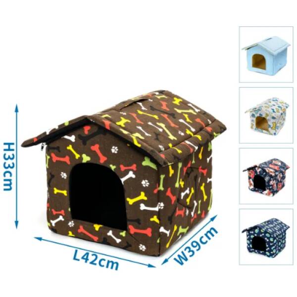 NOBLEZA Casita para mascotas-Color sólido y estampado  de dibujos animados. - L42*W39*H33 cm