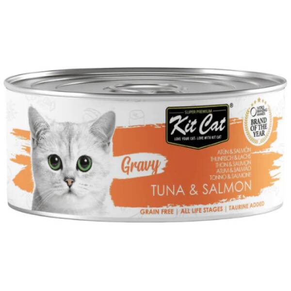 Kit Cat Gravy - Atun & Salmon 70g - Caja (24 latas)