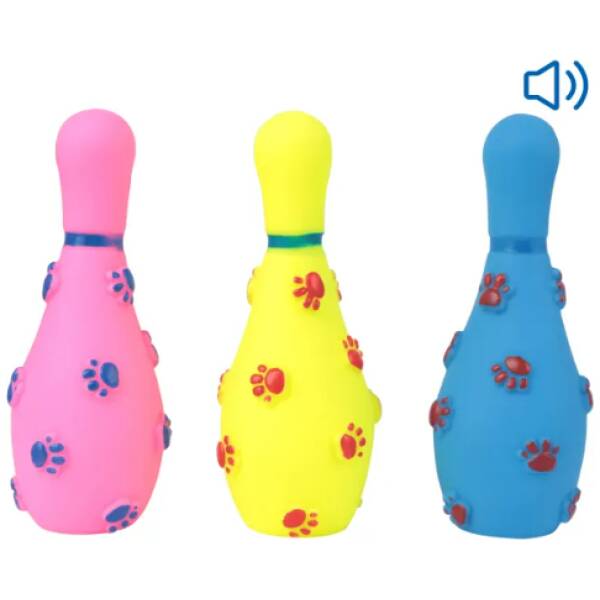 NOBLEZA Juguete de vinilo con forma de bolo con sonido para perros (L14cm) ROSA