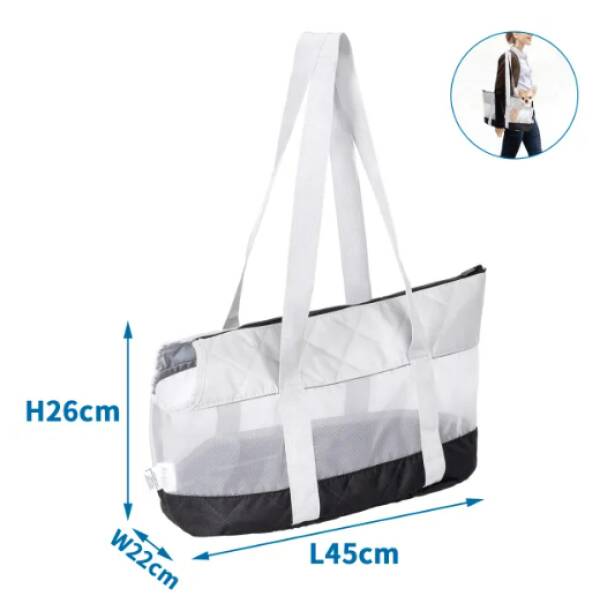 NOBLEZA Bolsa de malla para mascotas (Gris transparente).