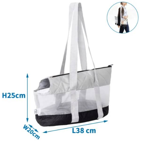 NOBLEZA Bolsa de malla para mascotas (Gris transparente) Dimensión: L38*W20*H25cm.