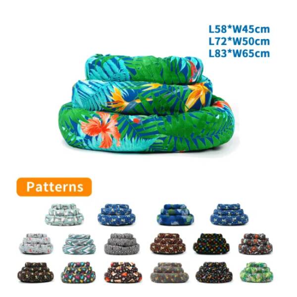 NOBLEZA Cama redonda estampada para mascotas juego de 3 piezas, 17 estilos mixtos, S, M, L