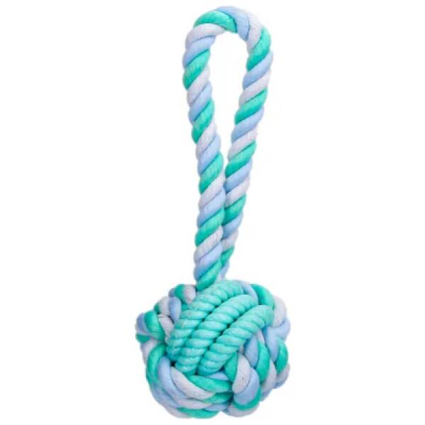NOBLEZA Juguete para perros de cuerda de algodón con pelota y asa (D8*L21cm) TURQUESA