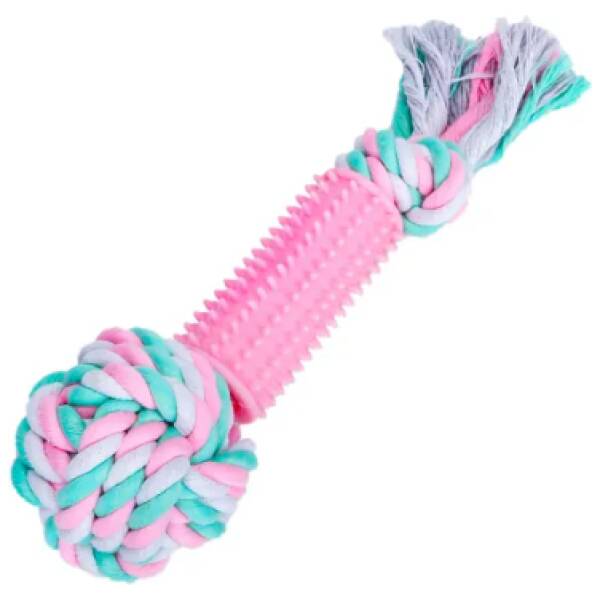 NOBLEZA Juguete para perros de cuerda de algodón con pelota y TPR (D3*L28cm) ROSA