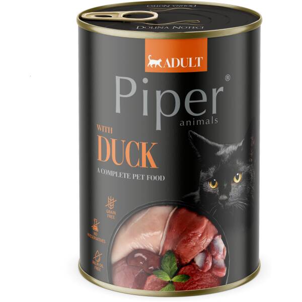 PIPER CAT WITH DUCK 12x400gr. (MAXIMOS DESCUENTO BANDEJAS COMPLETAS).
