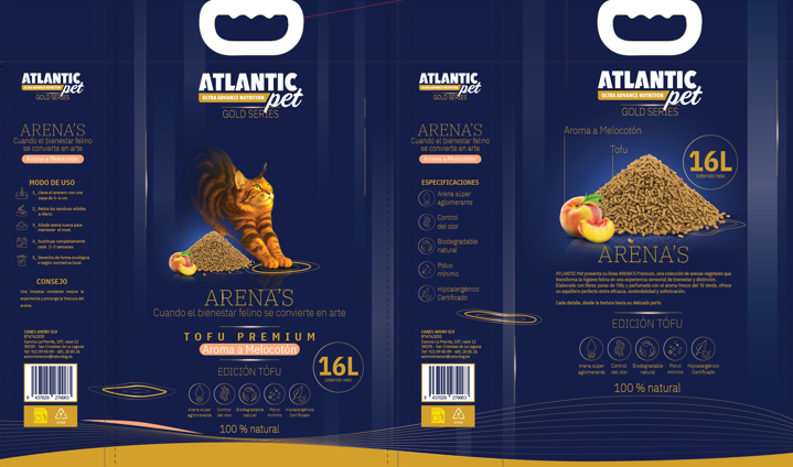 ATLANTICPET AGLOMERANTE TOFU MELOCOTÓN 16L. (próximamente).