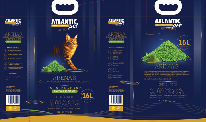 ATLANTICPET AGLOMERANTE TOFU TÉ VERDE 16L. (próximamente).