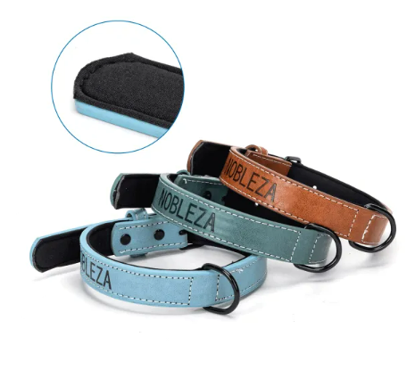 NOBLEZA Collar de perro material PU (XXL W4 9*L82 cm) - NEGRO