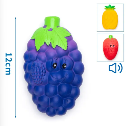 NOBLEZA Juguete de látex con con sonido chirriante para perros de la colección Fruta (L12cm) - FRESA